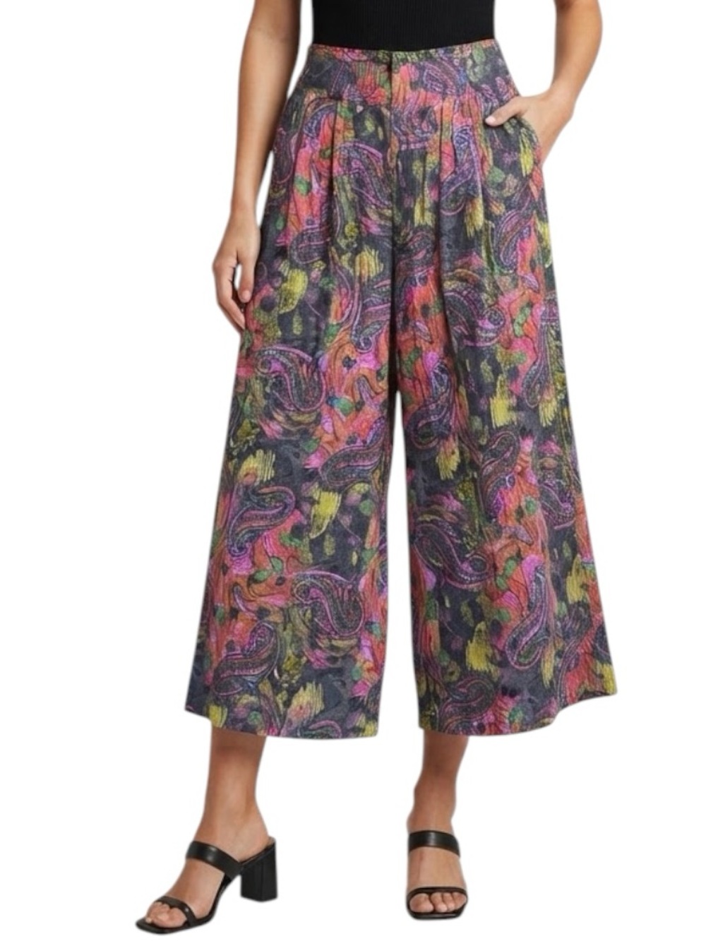 ANDREE ALEXIS VINTAGE Paisley Wide Leg Palazzo Pants Made In Canada 8